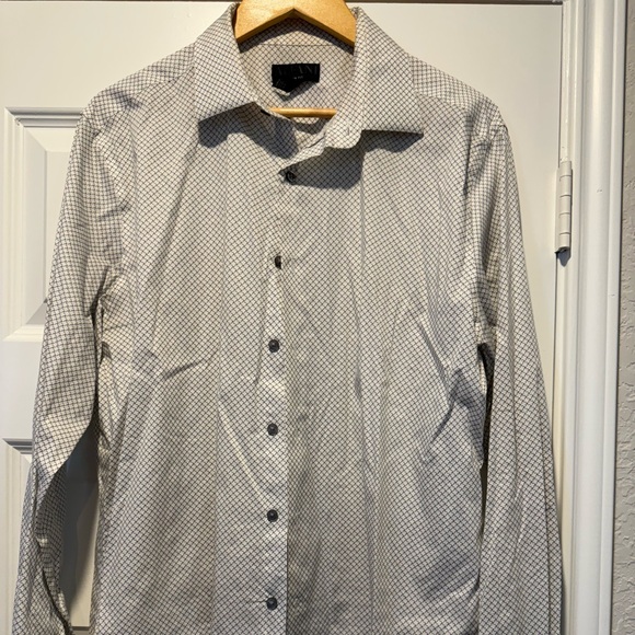 Alfani Slim Fit White and Black Geometric Shirt - Picture 1 of 5